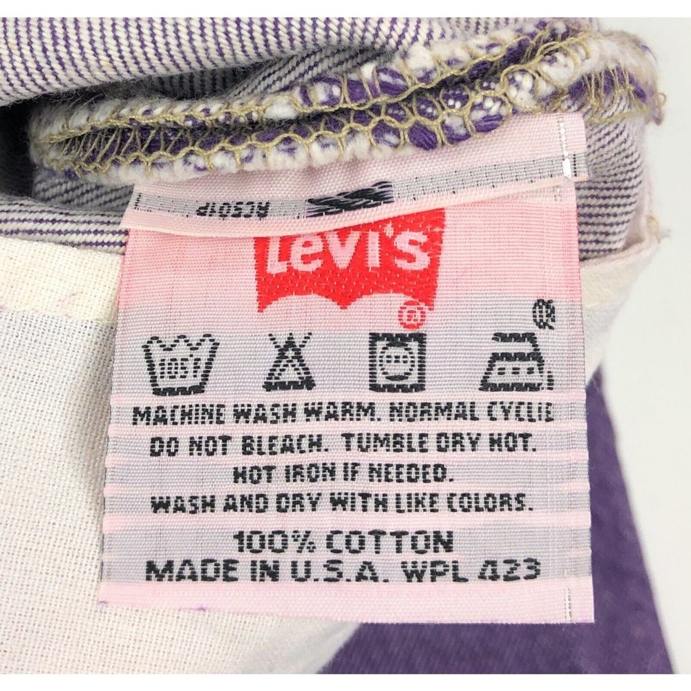 Levis 501 For Women 25x32 Purple Jeans VTG Button Fly Straight Leg Made In USA - Picture 7 of 10
